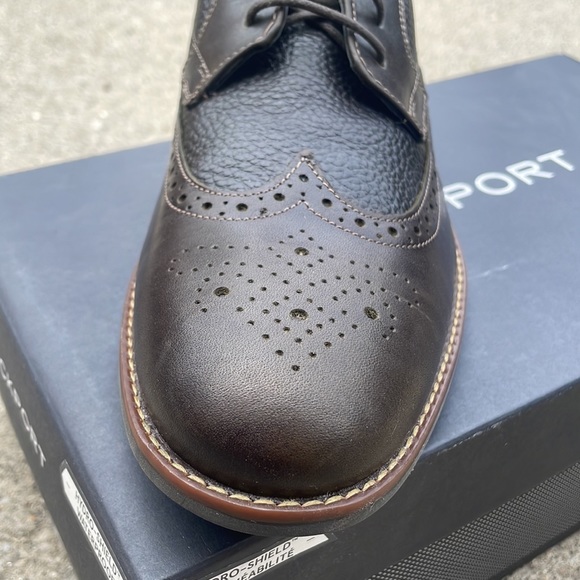 Rockport Dustyn Wingtip Hydro-Shield Mens Shoes NEW, 10, Dark Brown - Picture 5 of 6